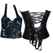 Y2K PVC wet look goth corset top (XS/S)