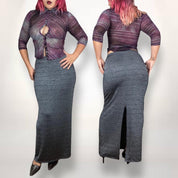 90s Heather Grey Maxi Skirt (Large)