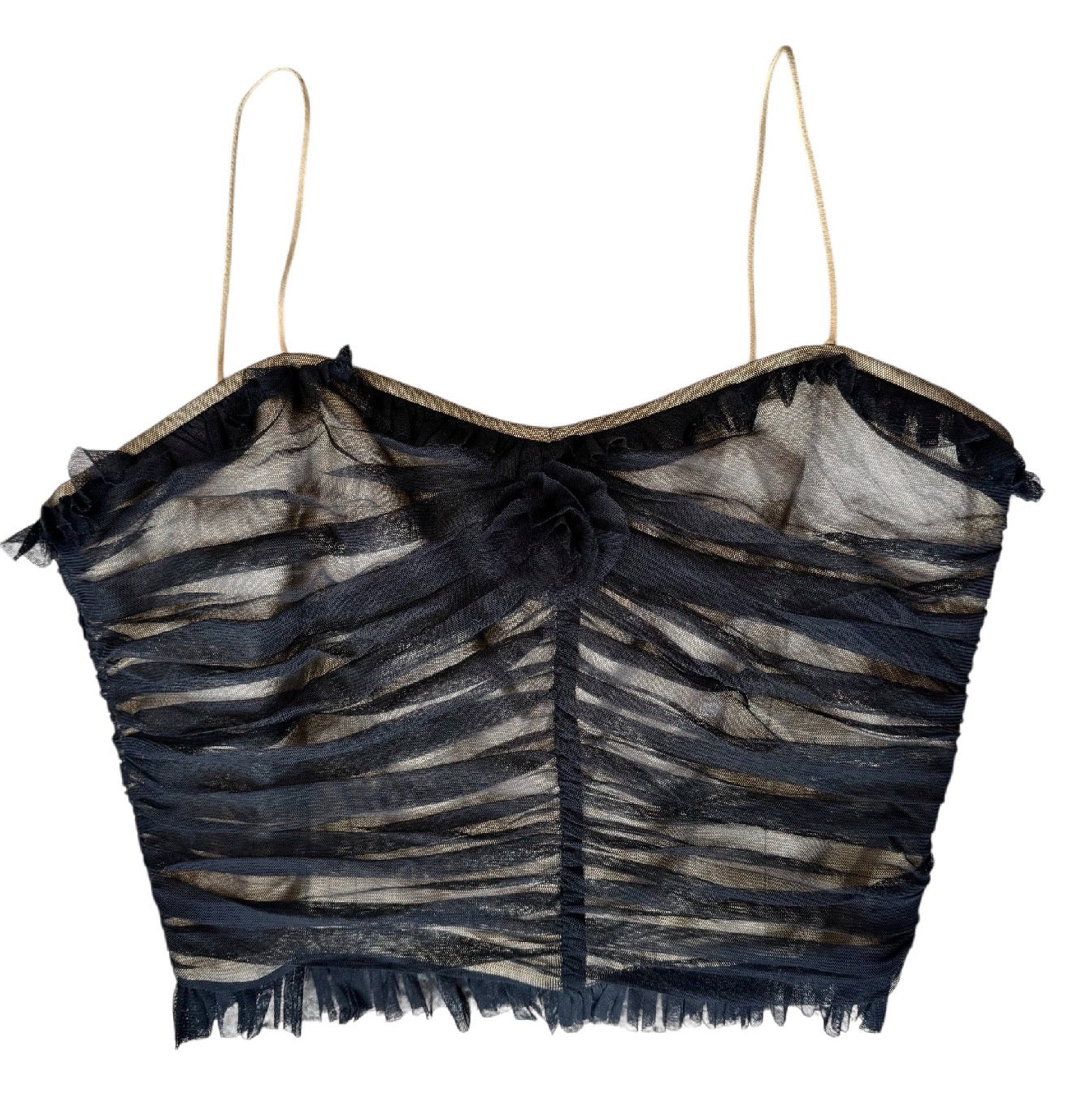 Nine West Ruffled Tulle Camisole With Rosette (M)