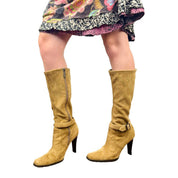 Tan Suede Buckle Detail Knee High Boots (8)