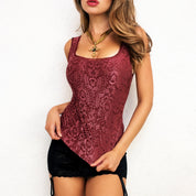 90s Merlot Brocade Tank - S/M