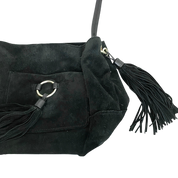 2010s Black Suede Fringe Bag