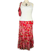 2000s Beaded Silk Floral Maxi Skirt (3X)