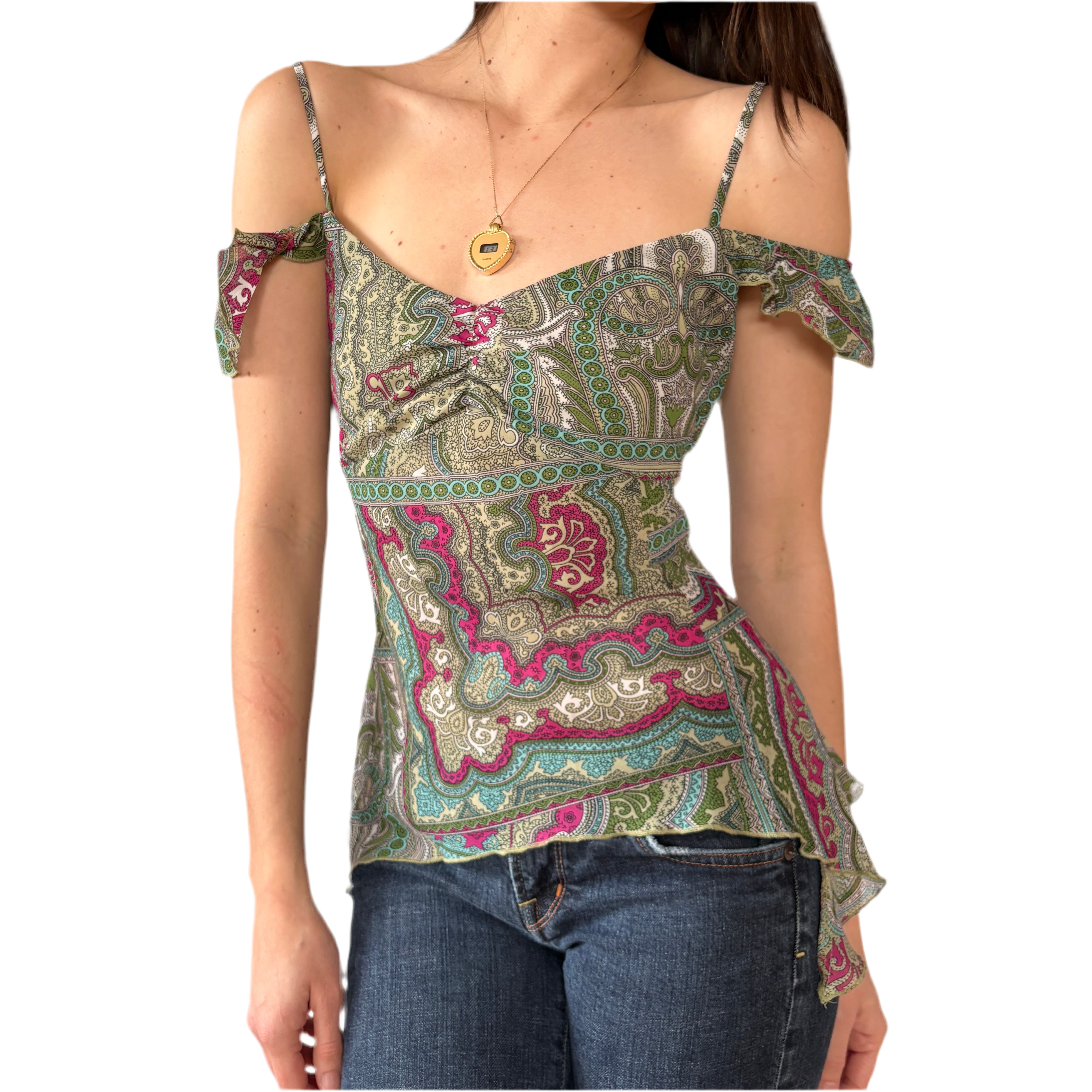 Y2K Whimsy Paisley Top (M)