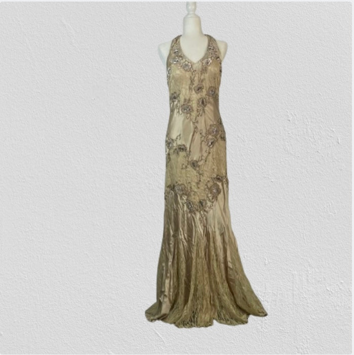 Cache Satin Gold A-line Dress