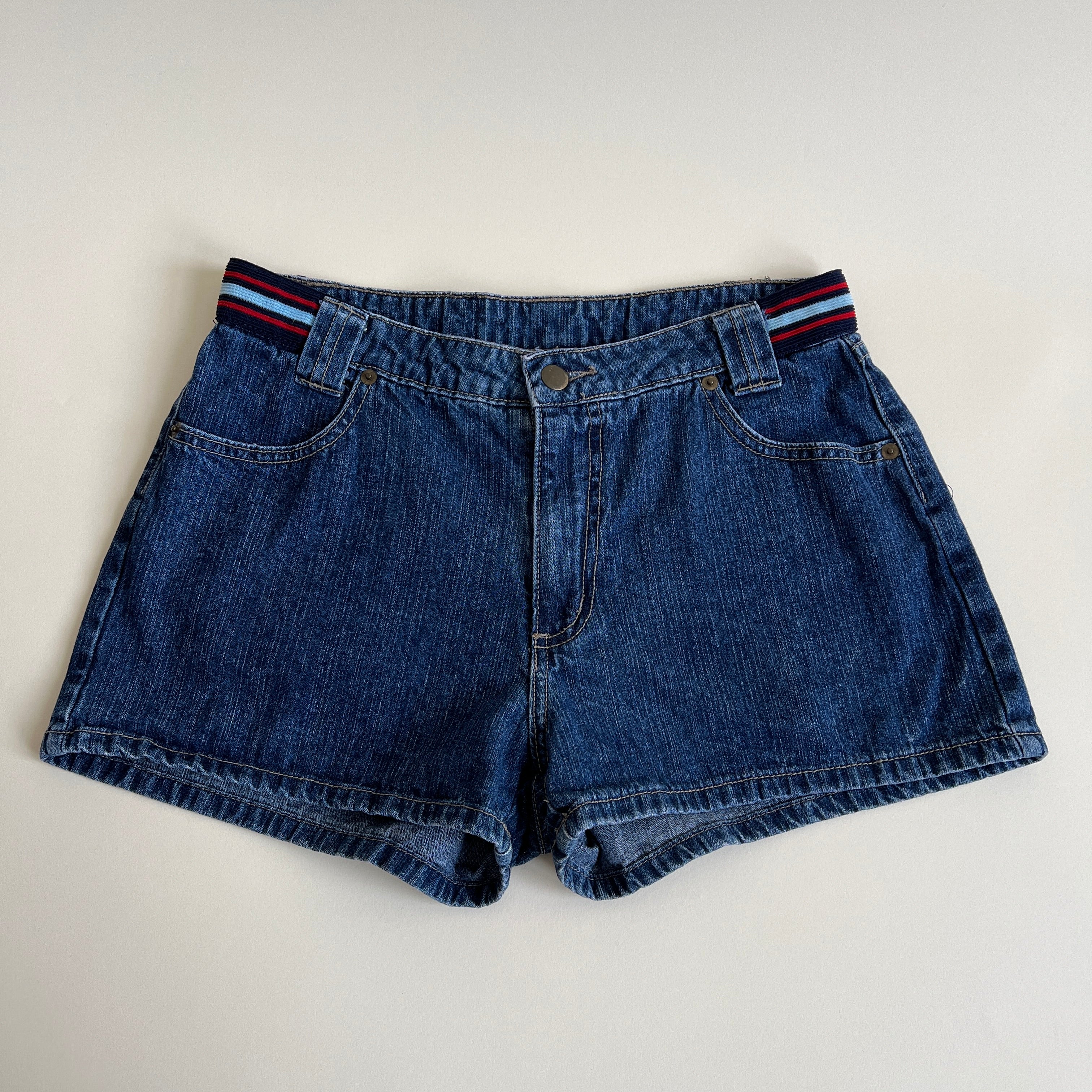 90s denim short stripe waist (M)