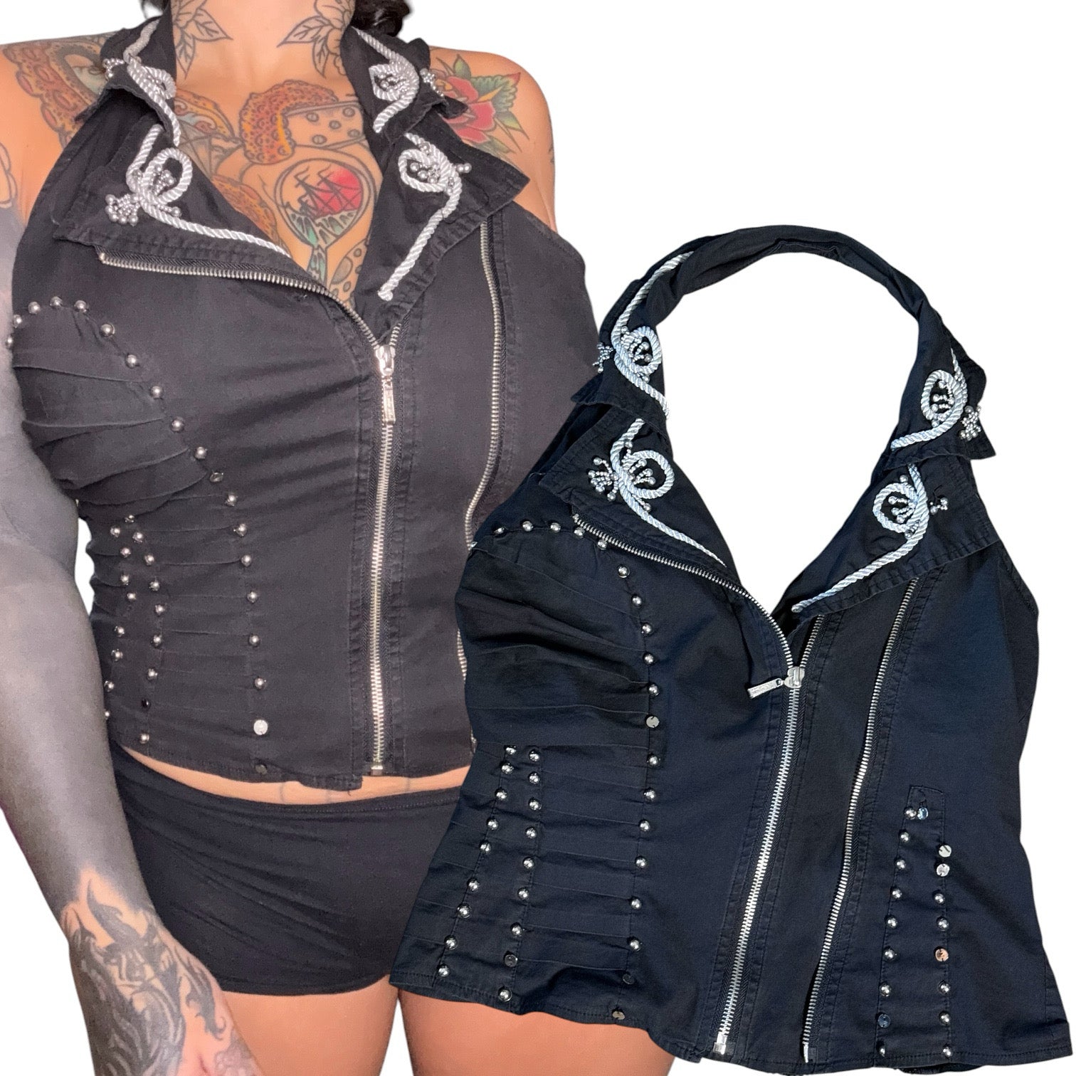 Y2K halter bustier top (L)