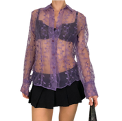 Purple Floral Organza Blouse (M)