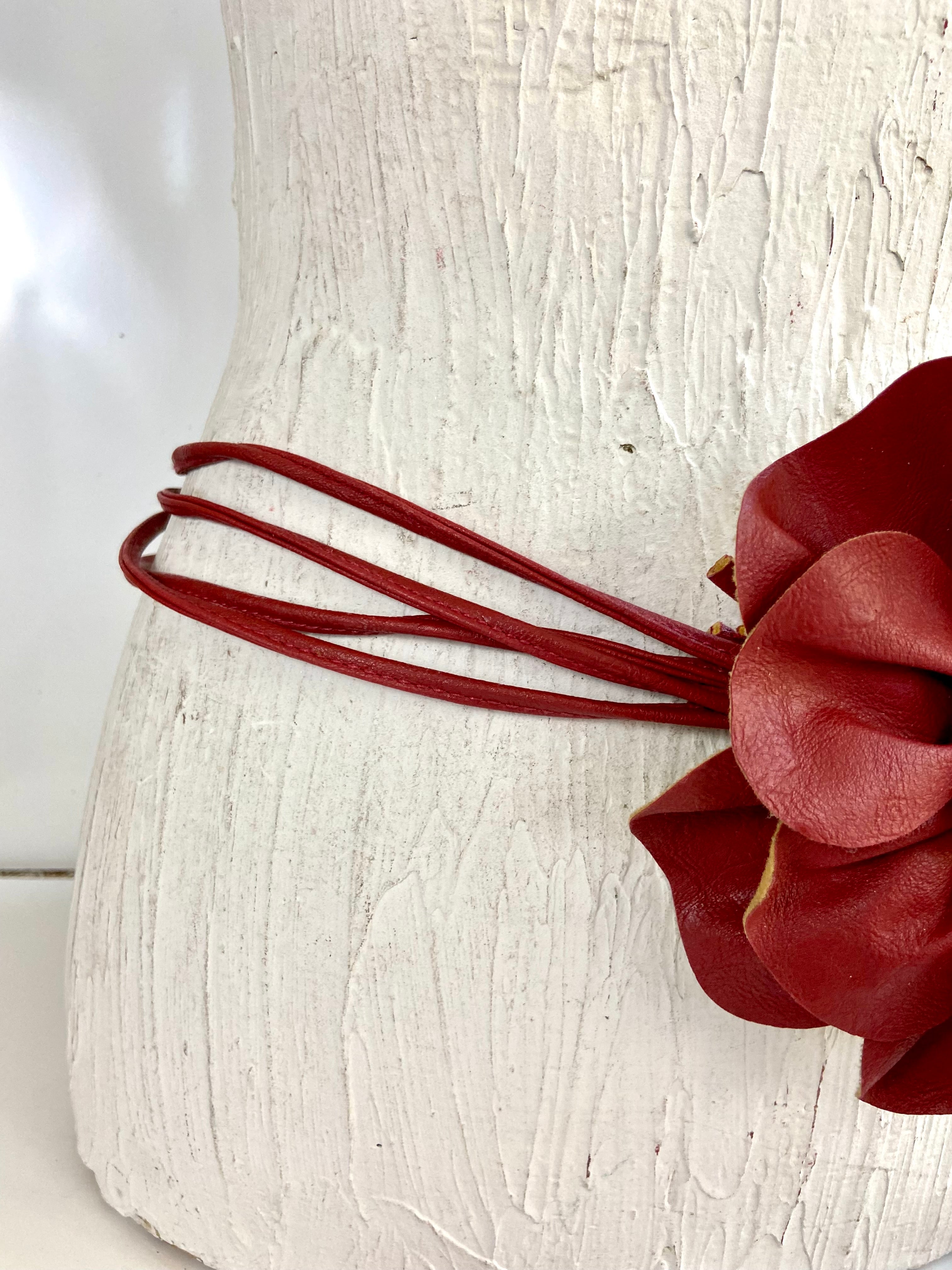 Red🌹Leather flower belt statement