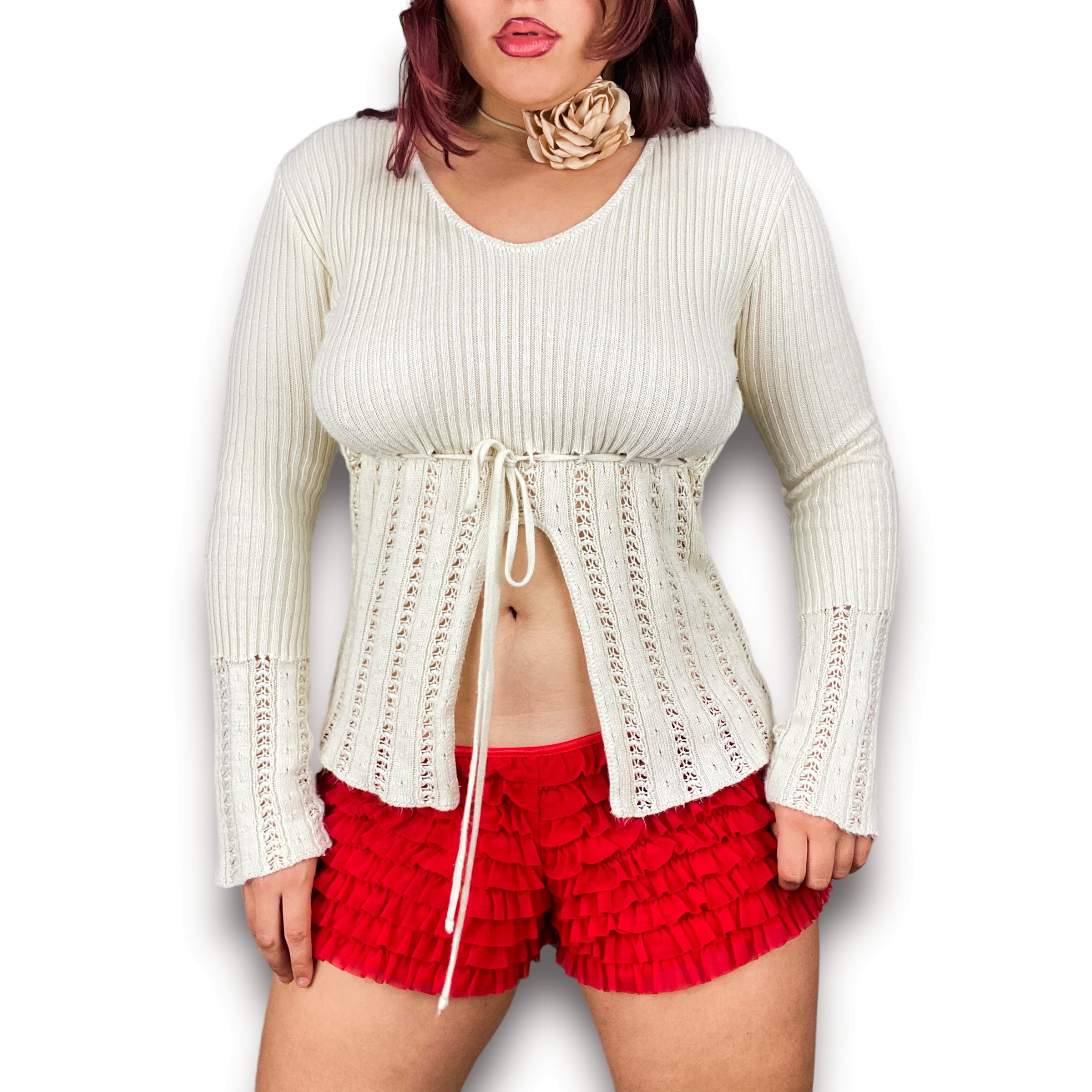 90s Cream Cutout Sweater (L)