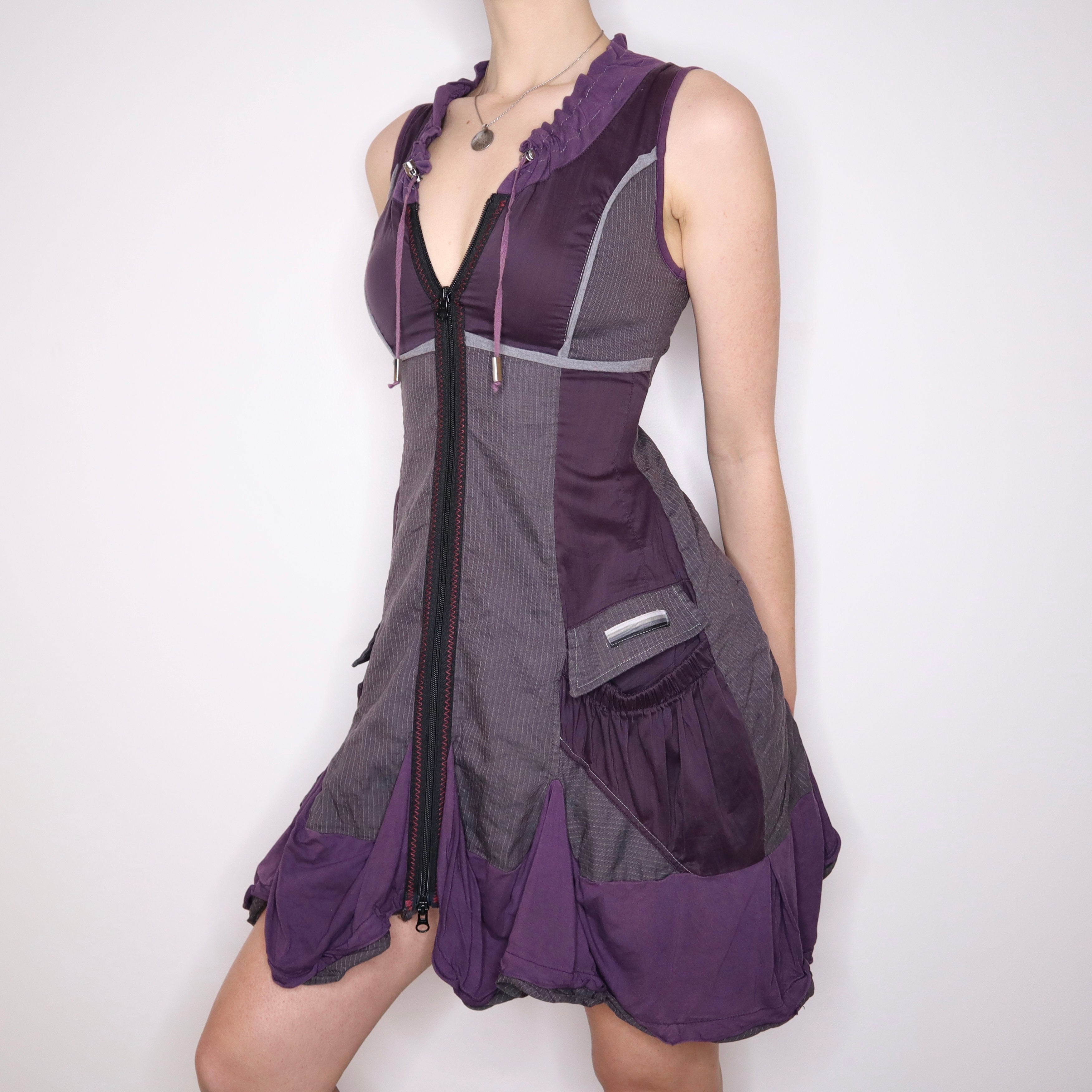 Y2K Cyber Punk Zip Up Dress (S)