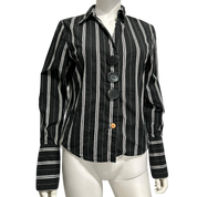 Vintage Parisian 90s Chic Pinstripe Shirt (M)