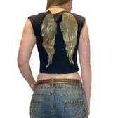 Y2K Angel Wing Graphic Print Sleeveless Vest (S)