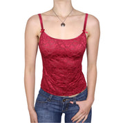 Y2K Red Floral Mesh Cami (M)
