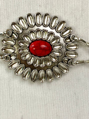 Coral concho silver chain belt