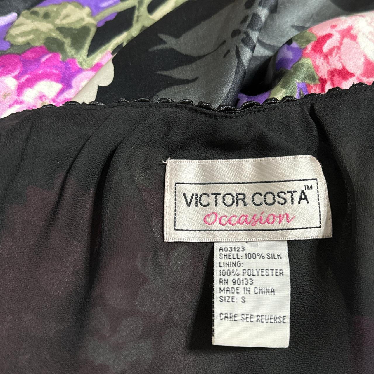 90s Sequined Silk Hydrangea Maxi Skirt (S)
