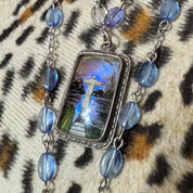 Preserved Butterfly Wing Rosary Necklace