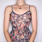 90s Long Sheer Floral Slip Dress (S/M)