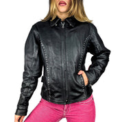 90s Studded Leather Moto Jacket (M)