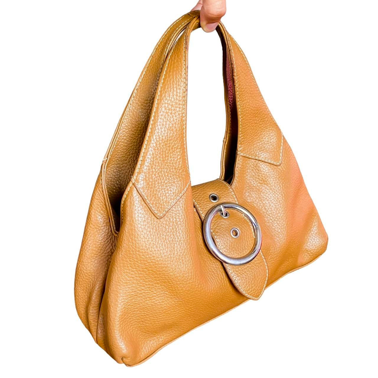 2000s Caramel Crescent Buckle Bag