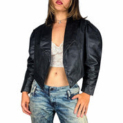 80s Sculptured Sleeve Leather Jacket (L)