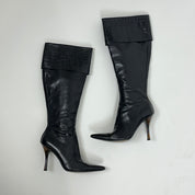 Vintage Black Leather Pointed Boots (6.5)