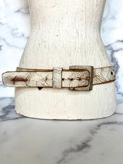 White Brown antique cracked leather