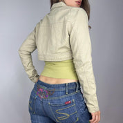 Y2K Khaki Cropped Utility Jacket (M)