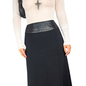 90s Caché Leather Detail Maxi Skirt (S)