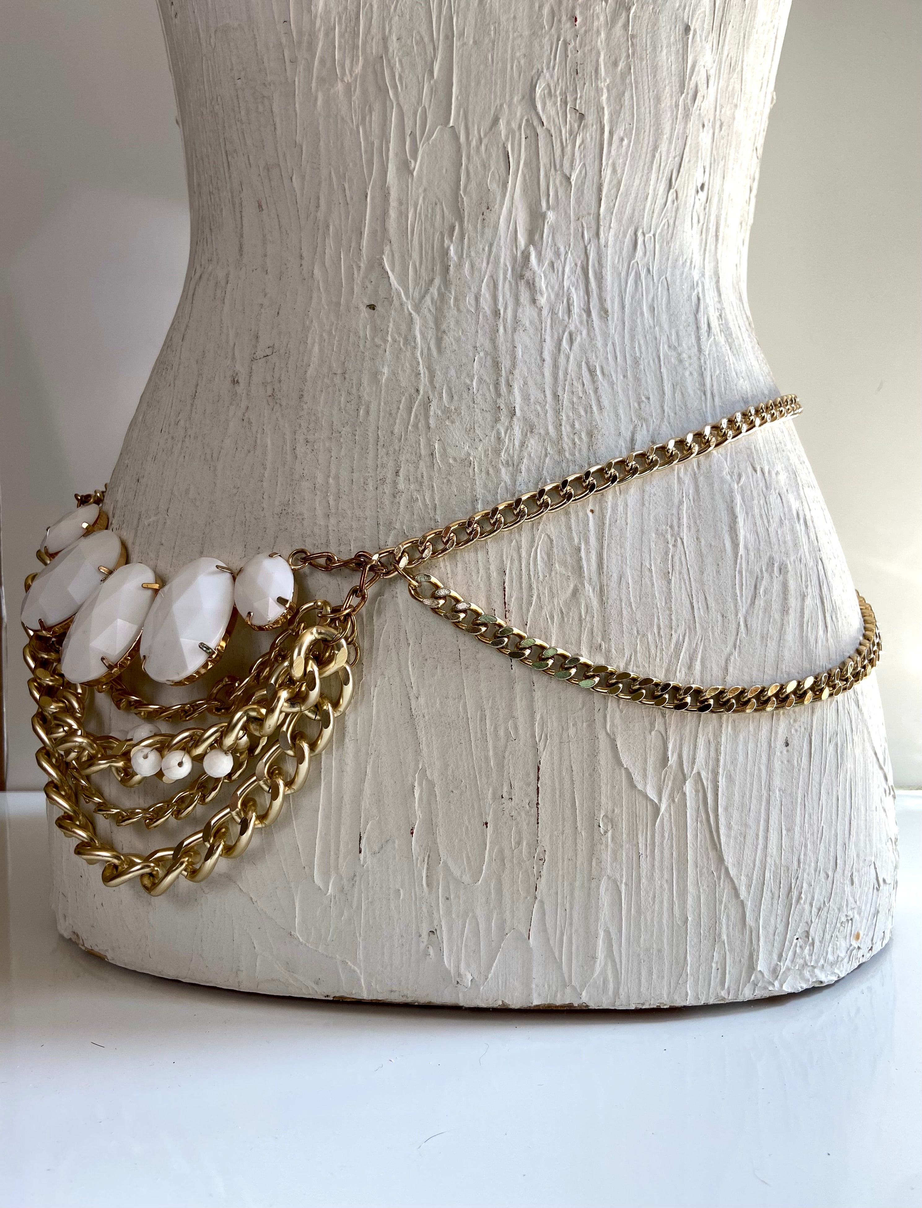 White & Gold chain belt