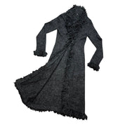 Express Dark Grey Shag Trim Knit Duster Cardigan (M)