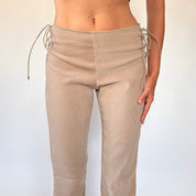 Y2K Nude Lace Up Pants (S)