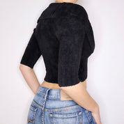 Y2K BEBE Fuzzy Black Cardigan (XS/S)