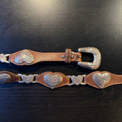 Vintage Tony Lama Silver
Heart Brown Leather belt