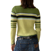 90s Key Lime Striped Turtleneck (S/M)