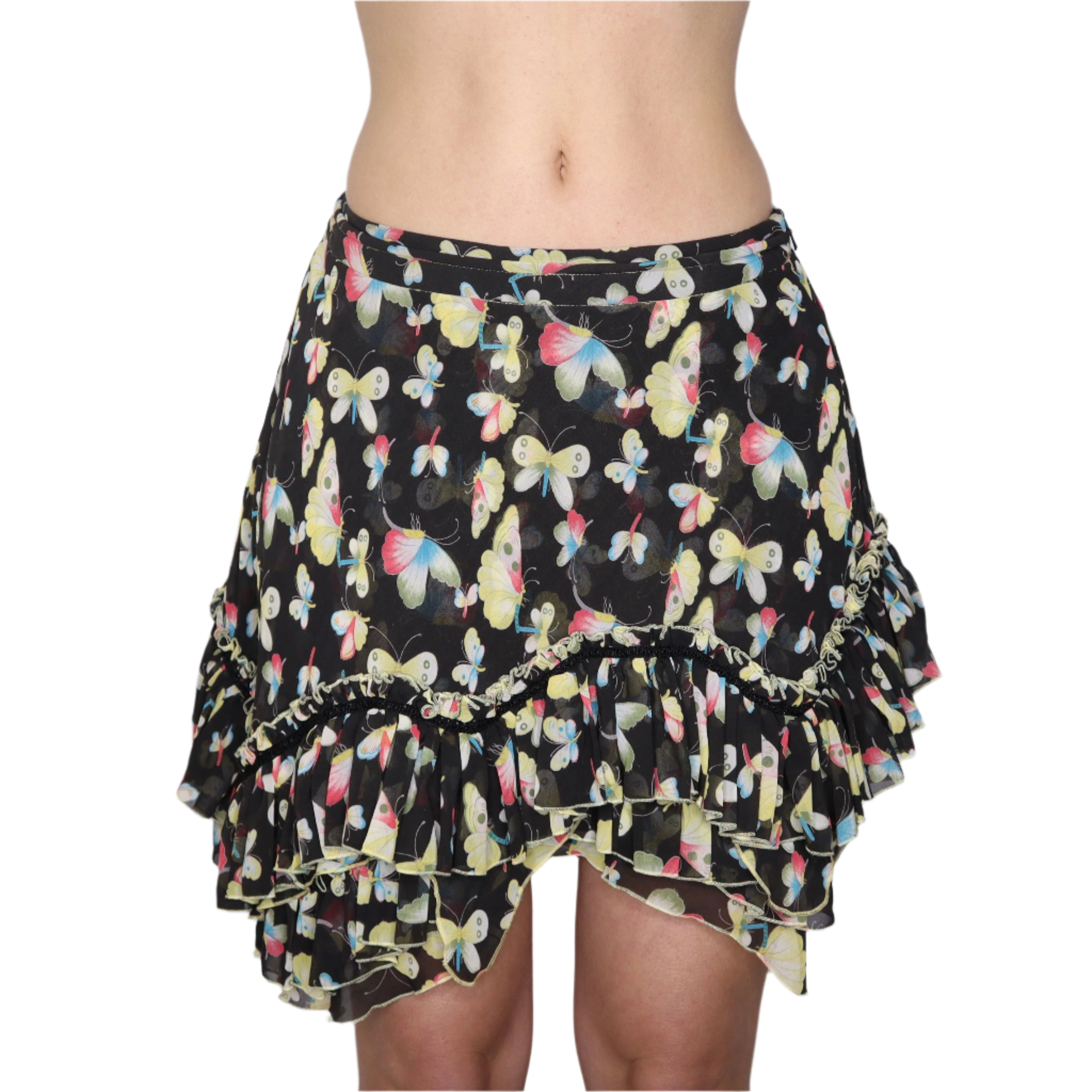 Y2K Asymmetrical Butterfly Mini Skirt (S)