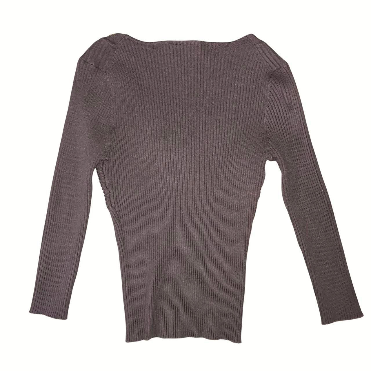 2000s Embellished Neckline 3/4 Sleeve Knit (S)