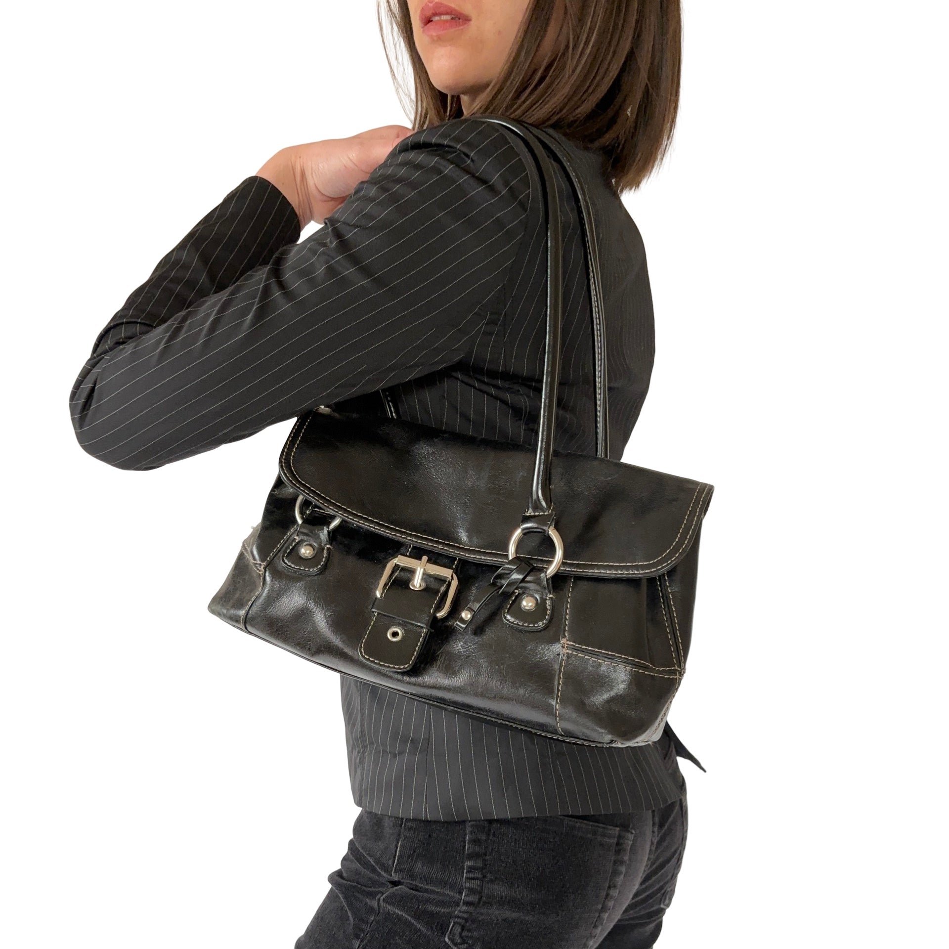 90s Noir Buckle Bag