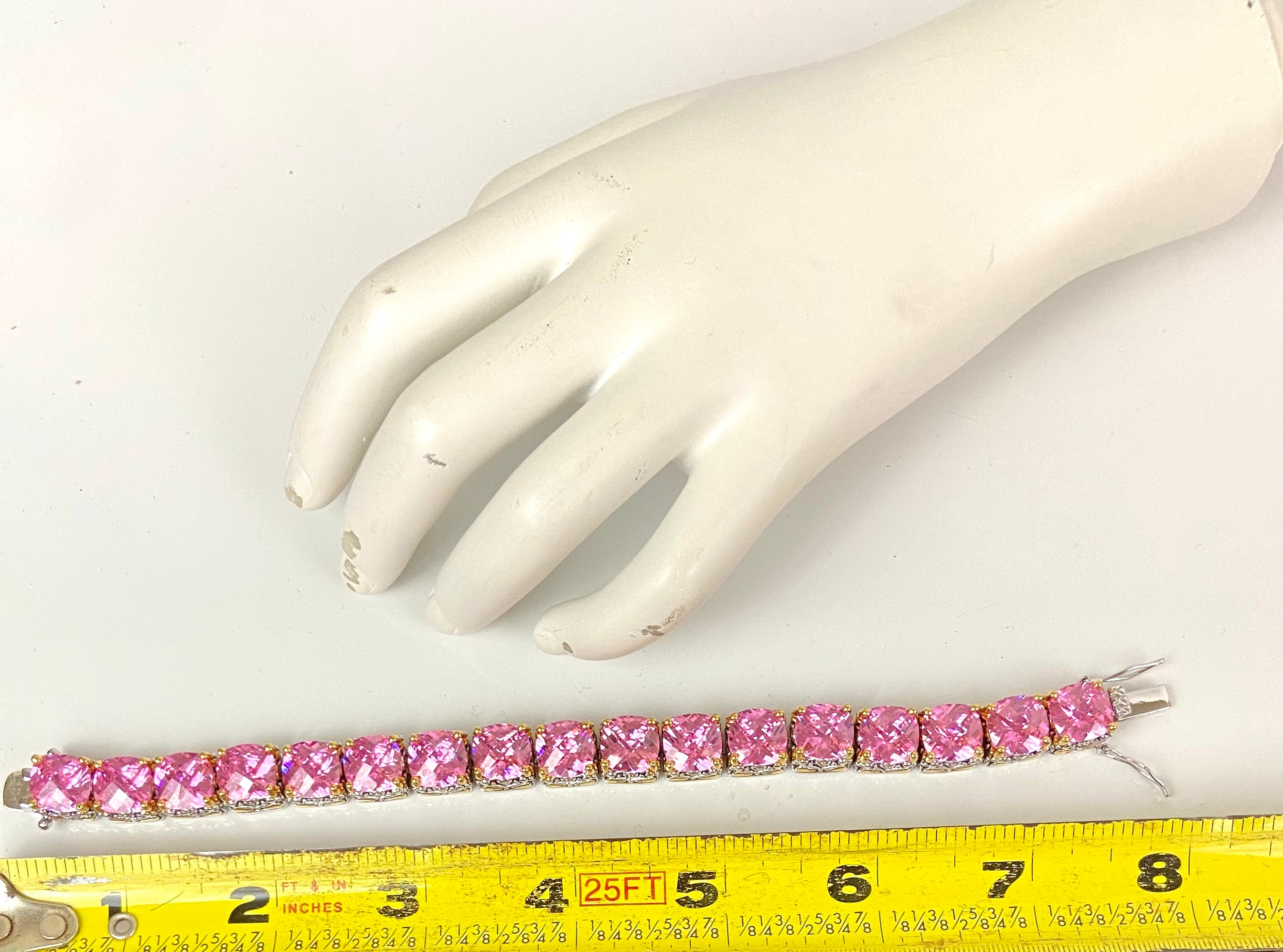 Square pink diamond cut in a beautiful frame bracelet