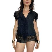 Vintage Fringe Black Blouse (M)