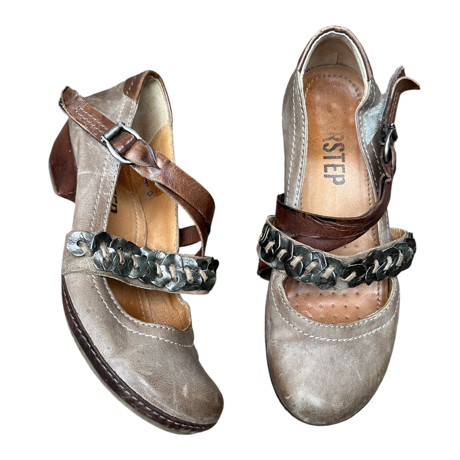 Vintage Boho Buckle Leather Ballet Pumps by AS.98 (US 6)