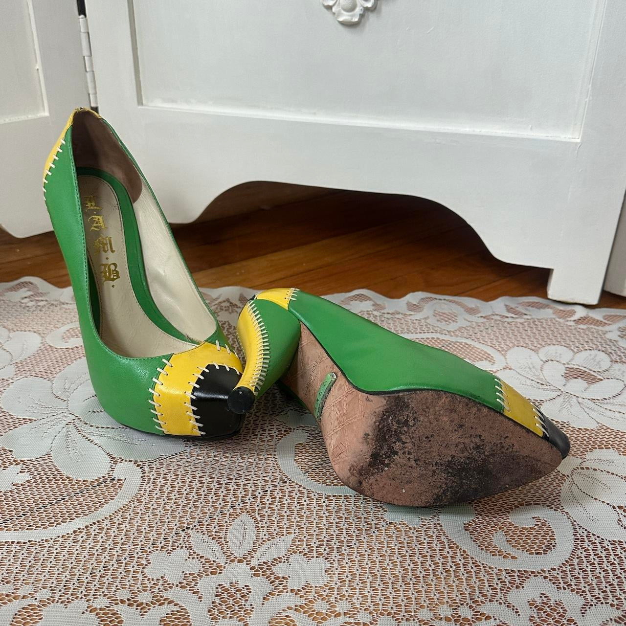 LAMB Green Leather Heels (6.5)