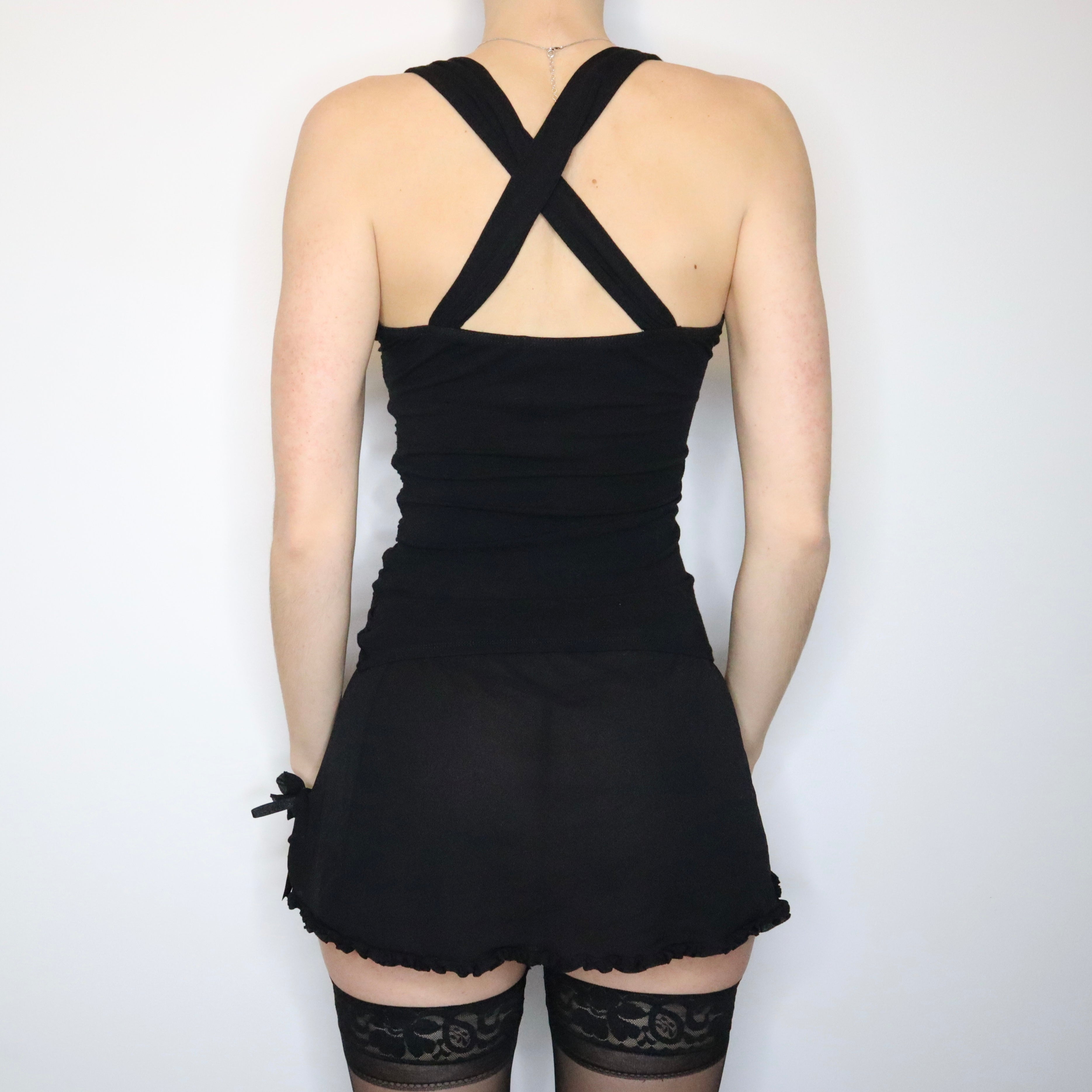 Y2K MORGAN DE TOI Black Ruched Tank Top (S/M)