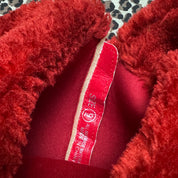 Y2K Red Faux Fur Trim Knee High Buckle Boots (9)
