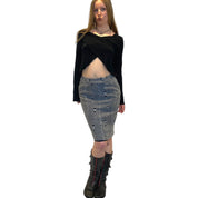 Vintage Grunge Wool Knit Pencil Skirt (S/M)