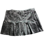 Y2K euro BEBE metallic/foil sheen charcoal wash pleated mini skirt (S)