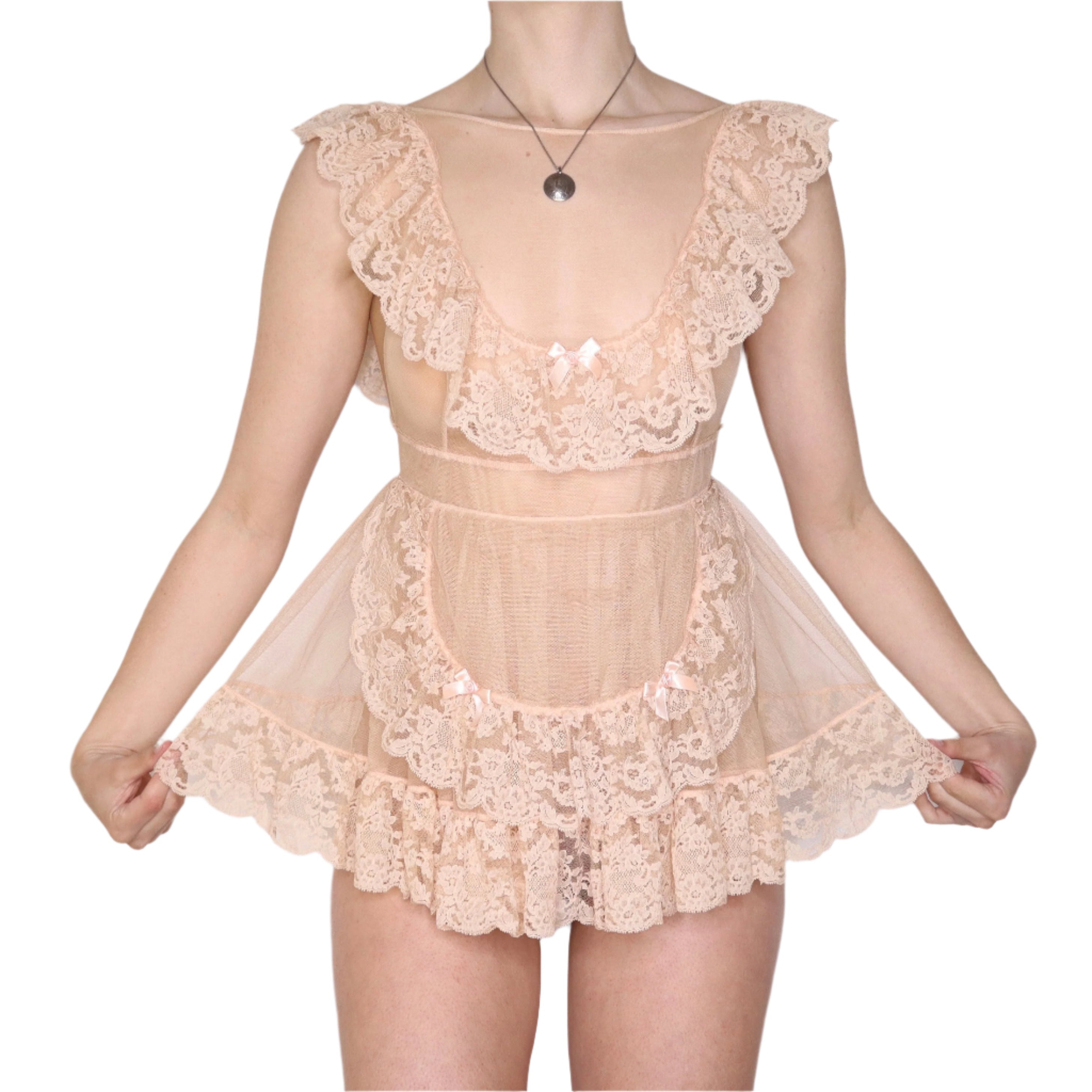 AGENT PROVOCATEUR Nude Lace Babydoll Apron (S/M)