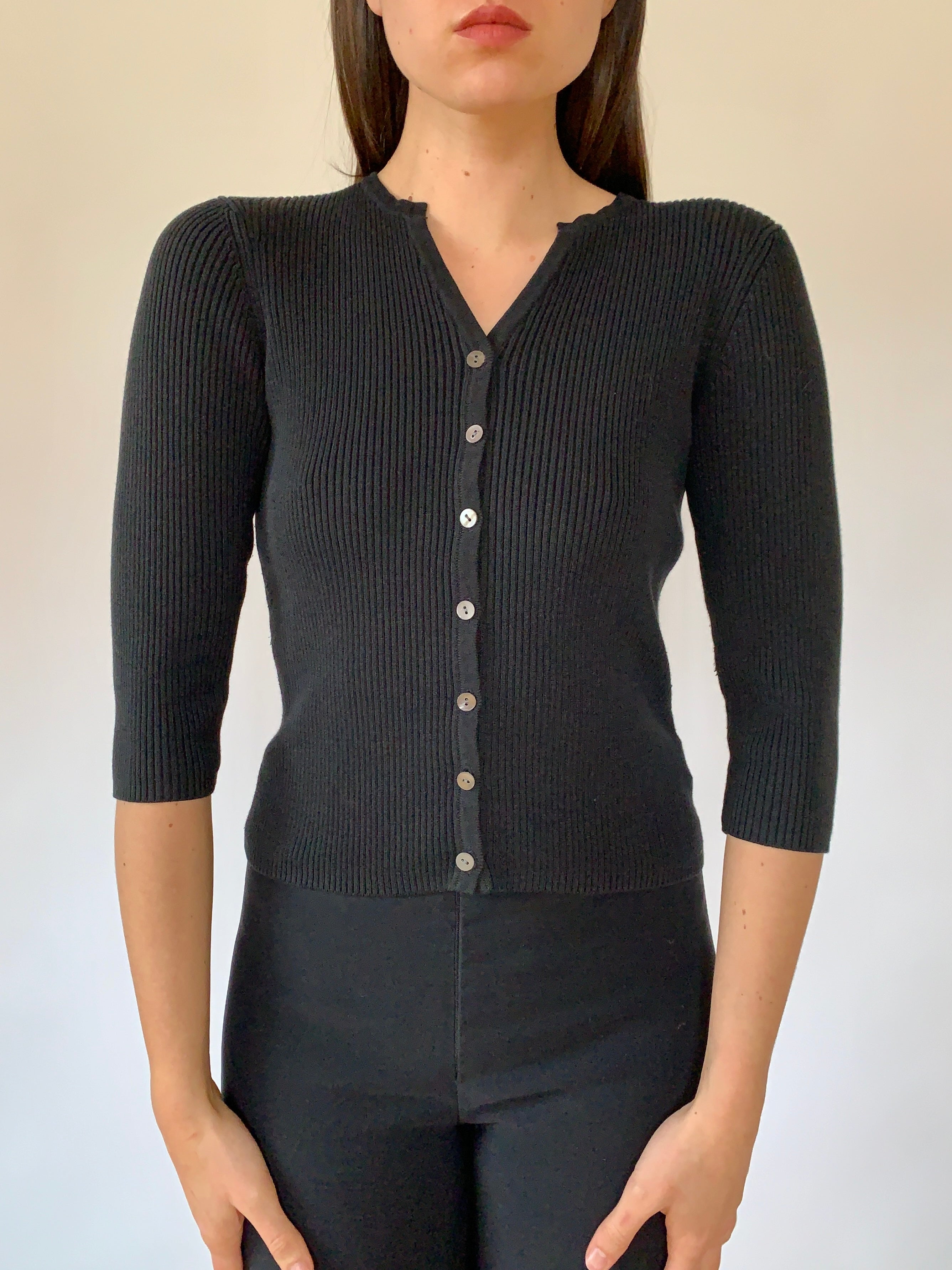 Vintage Ribbed Knit Cardi - Small