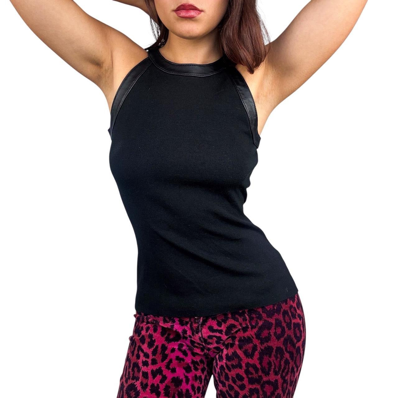 Vintage Silk Knit & Faux Leather Top (S)