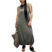 Vintage Avant Garde Grey Jersey Maxi Balloon Dress (L)